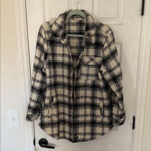 Plaid Black and Cream Women's shacket